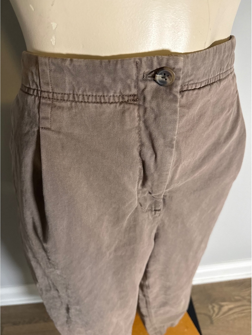 Per Una Women's Brown Cotton Cropped Pants Size US 14 / UK 18 - Picture 2 of 10
